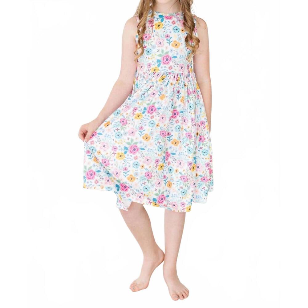 NEW MILA & ROSE sunshine blooms tank twirl dress in multi